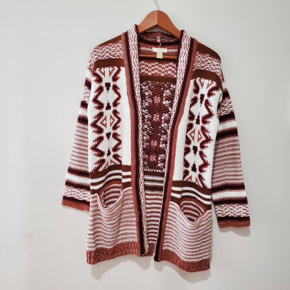 BNWOT Forever21 Aztec geometric long open cardigan small - Picture 1 of 9